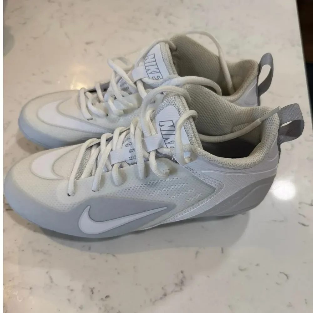 Nike Alpha Menace 4 Shark Football Cleats White Silver Youth 4.5Y CT558-110